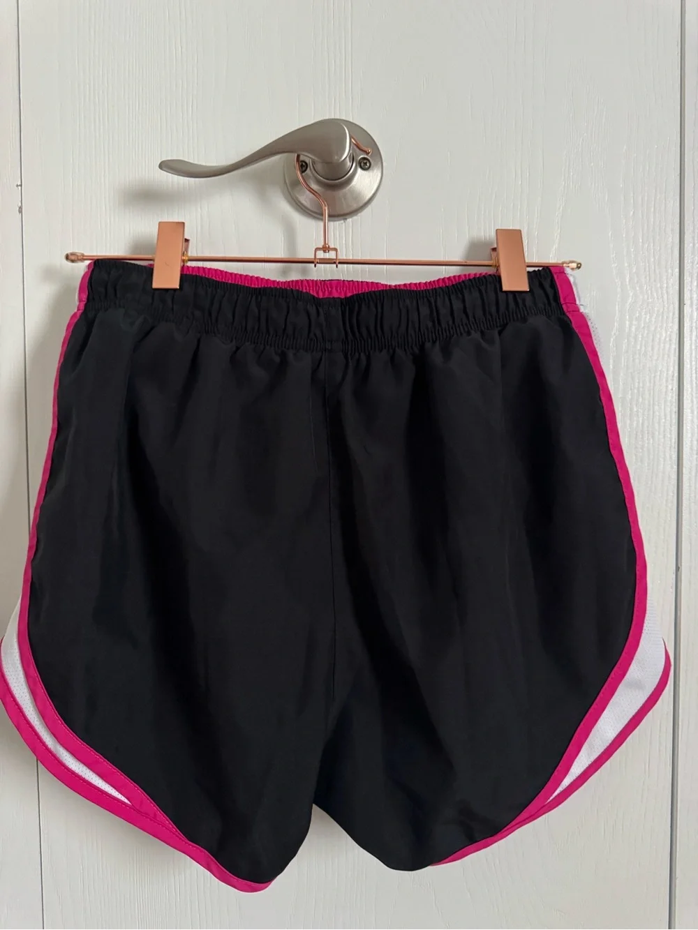 Nike Women's Black Athletic Shorts with Pink Trim